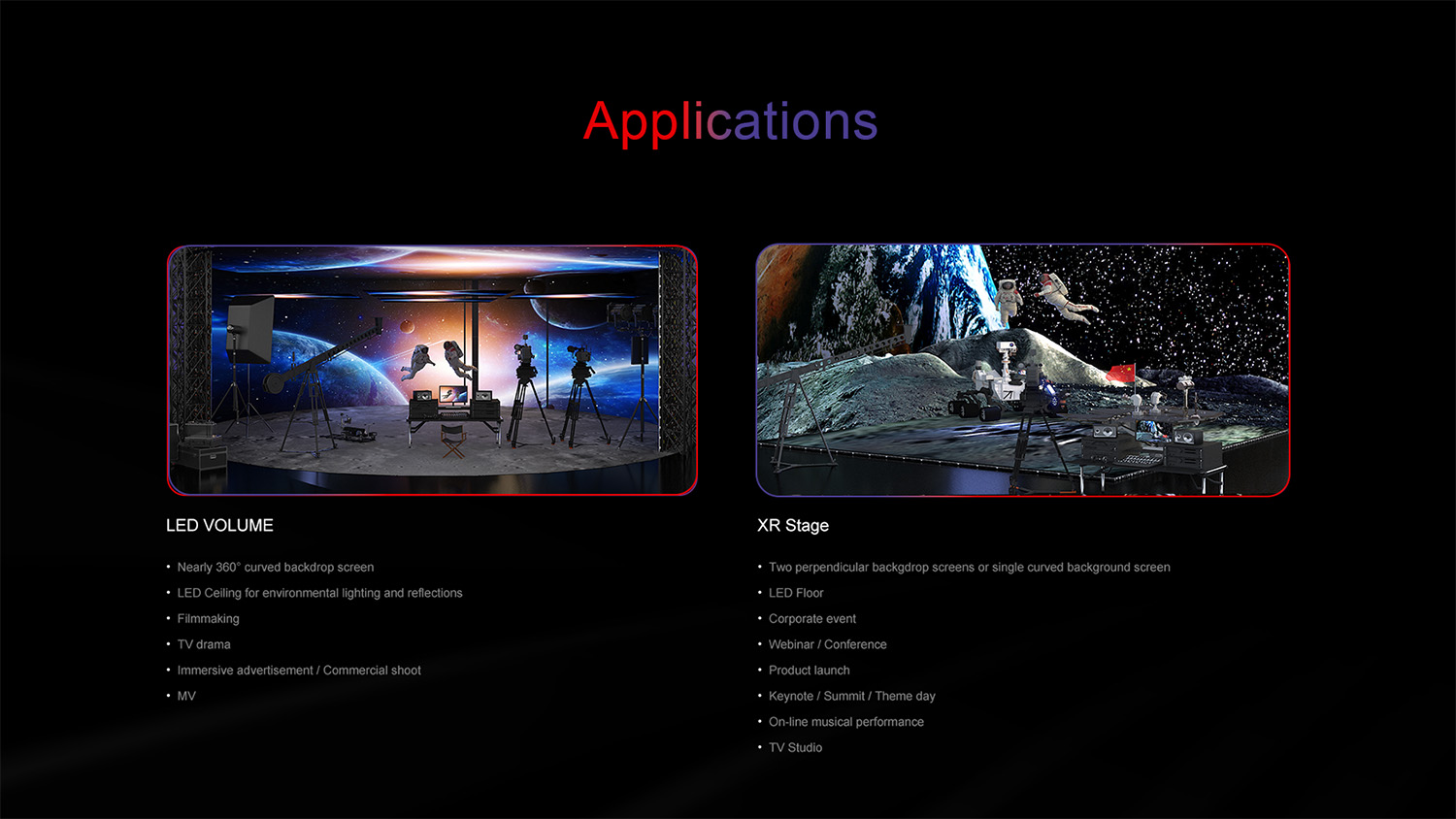 Application of VN Pro Series for xr stage,LED backdrop,LED floor,LED ceiling