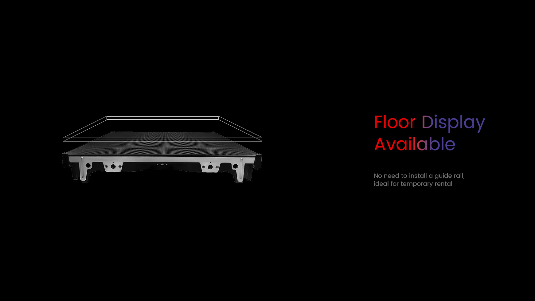 Floor display available. No need to install a guide rail,  ideal for temporary rental